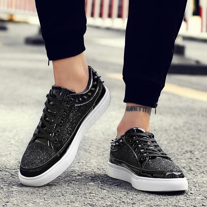 basket homme noir paillette