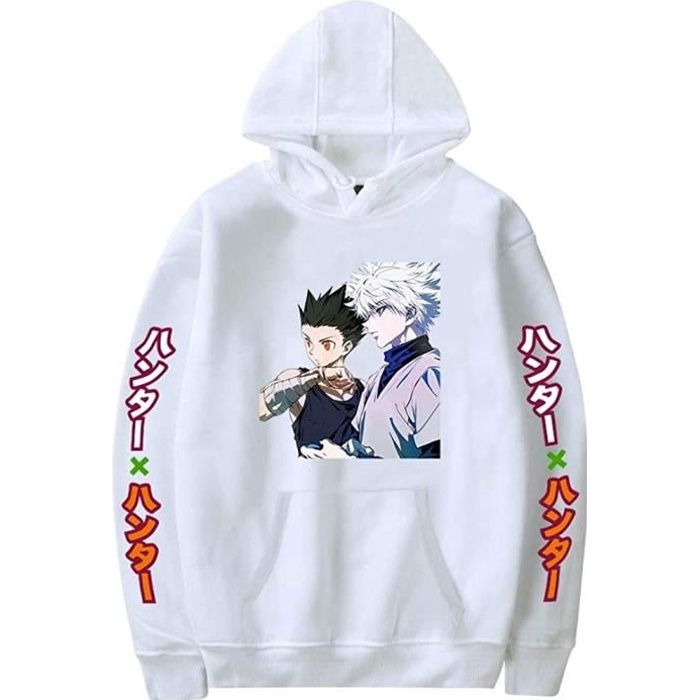 Minetom Pull Hunter x Hunter Gon et Killua Garcon Fille Femme Homme Sweatshirt Capuche Poche Kangourou Sweat Imprime Japonais Blanc Cdiscount Pret a Porter