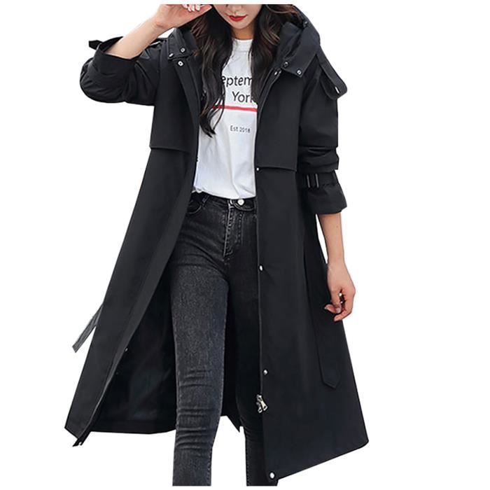 SKY Veste d hiver pour femme pardessus chaud mince col de fourrure fermeture eclair manteau plus epais vetements d exterieur Noir Noir Cdiscount Pret a Porter
