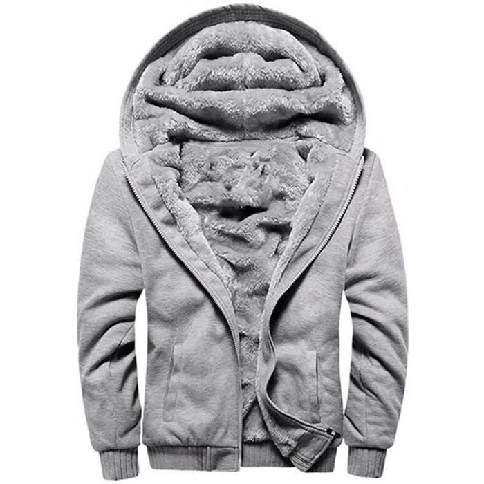 Homme Hiver Chaud Sweats paisse Veste Capuche Doubl e Polaire