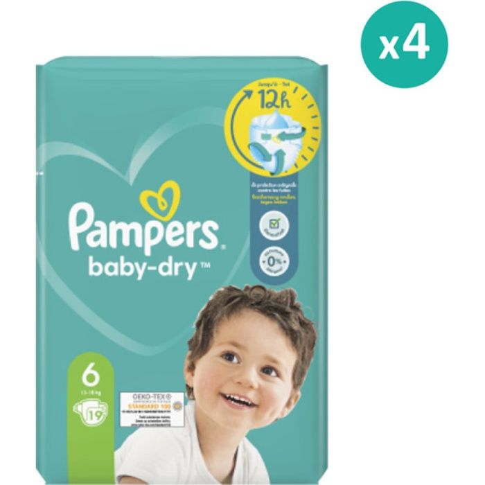 4x19 Couches BabyDry Taille 6, Pampers Cdiscount Puériculture & Eveil bébé