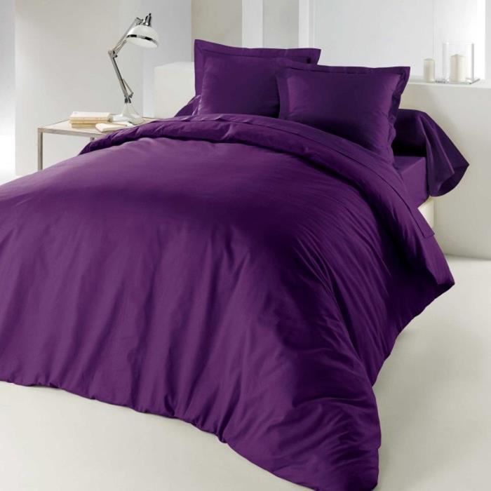 Housse de couette 220x240 violette - Achat / Vente pas cher