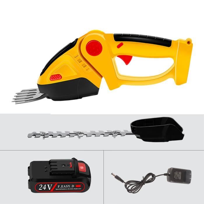 Taille-haie 2 En 1 Sans Fil 12V - 2 Lames Interchangeables - Batterie 2000 MAh - Pour Jardin, Arbustes, Gazon