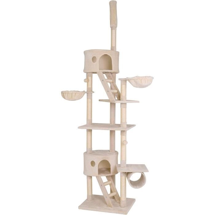 Comparer les prix de lionto XXL Arbre à Chat Arbre à Grimper griffoir pour Chat réglable en Hauteur 230-250 cm, Beige141