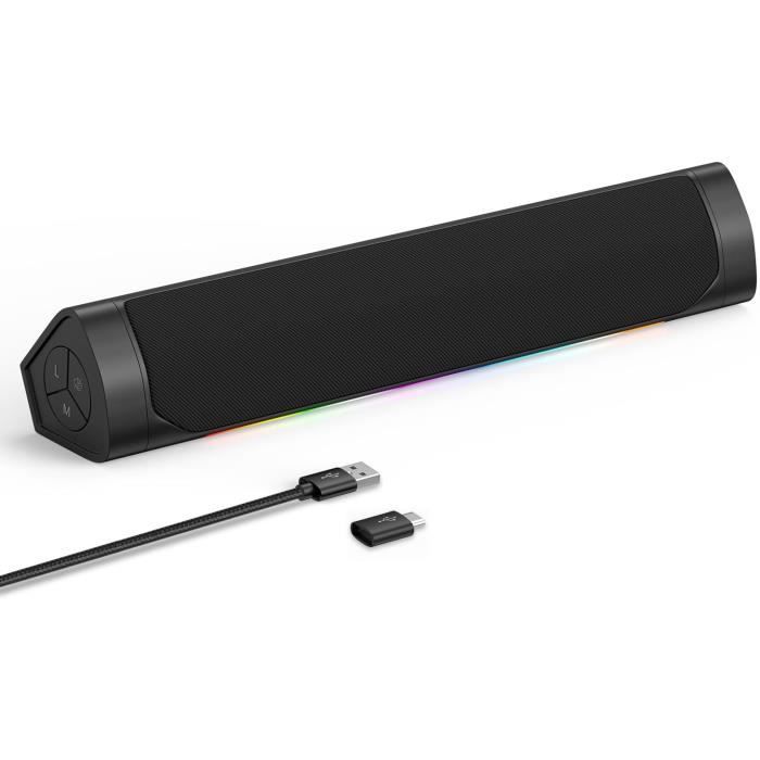 ZETIY Enceinte PC USB Avec Alimentation USB, Mini Barre De Son Portable Avec Design à Clipser Pour Ordinateur De Bureau Et Ordinateur Portable