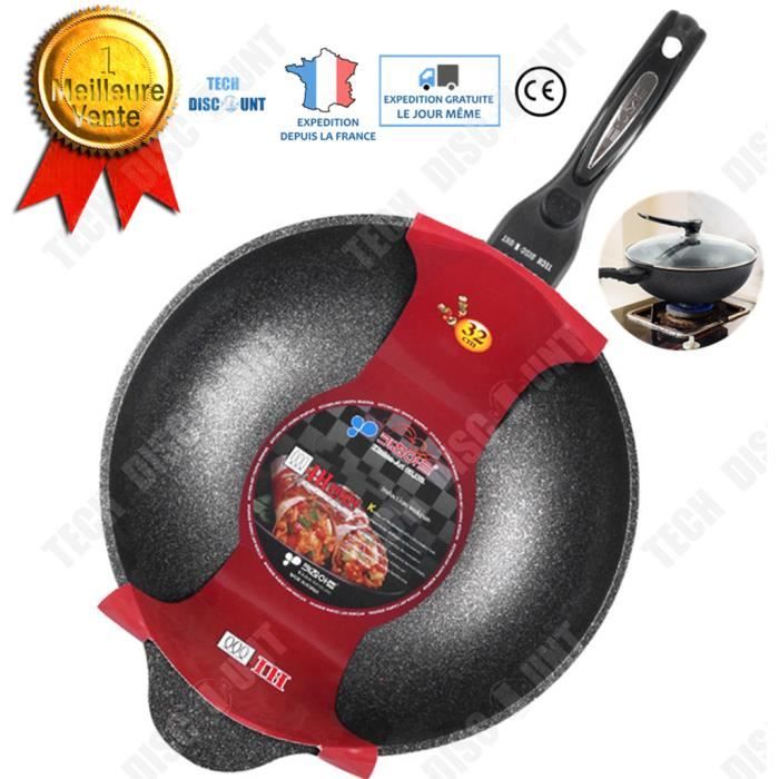 TD® wok a induction electrique inox poele antiadhesive avec couvercle  grande capacité individuel fondue chinoise cuisine casserole - Cdiscount  Maison
