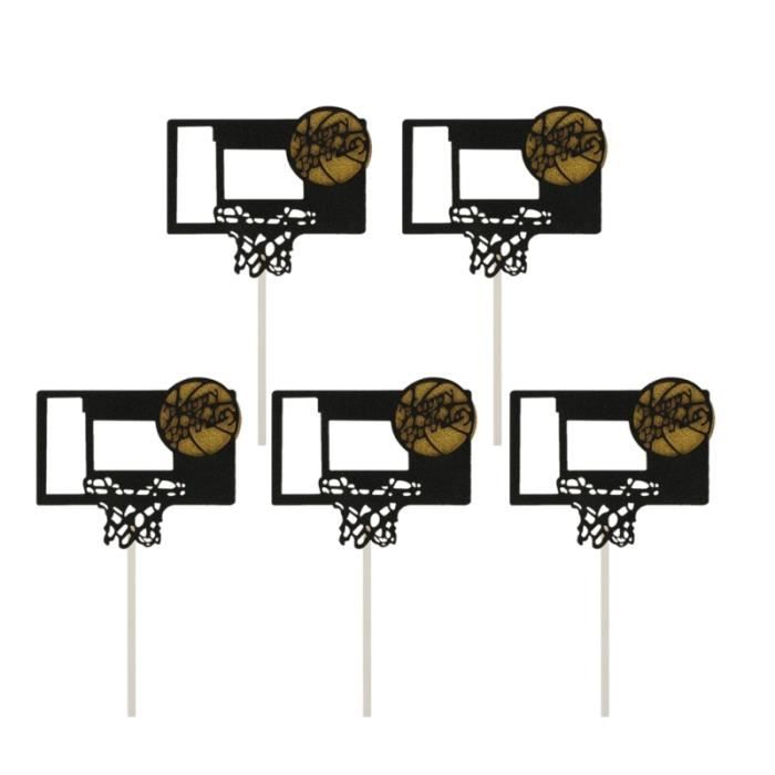 5 Pieces Cadre De Basket Ball Cartes De Gateau D Anniversaire D Insertion De De Dessert Aux Fruits Decor Figurine Decor De Gateau Cdiscount Maison