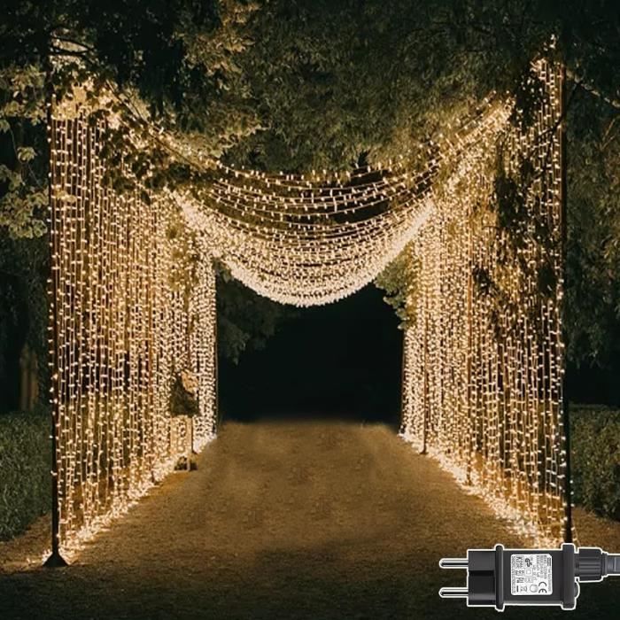 Rideau lumineux 600LED IP44 10M, 8 modes avec timer - Multicolore main image 1