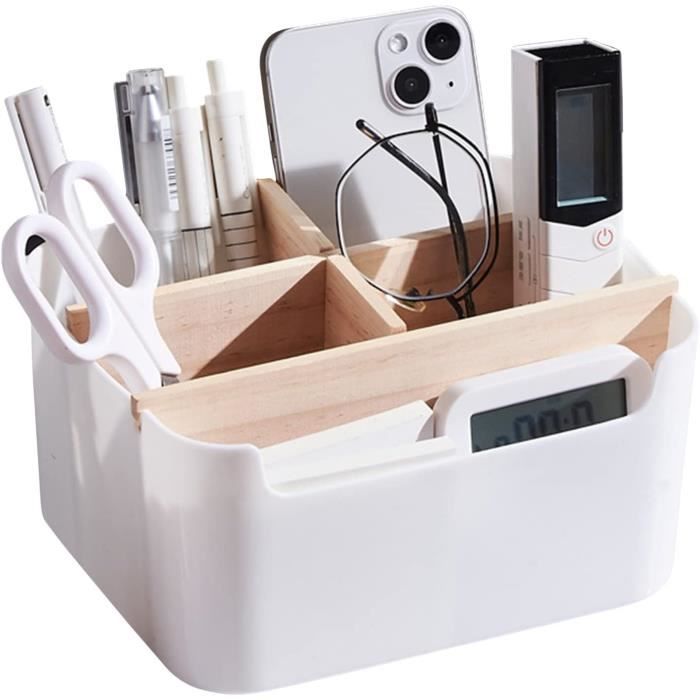 Organiseur De Bureau Acrylique FEMELI - 8 Compartiments + 1 Tiroir, Rangement Stylos, Fournitures, Maquillage (blanc) - 8