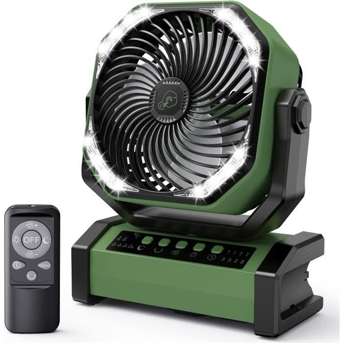 Ventilateur Rechargeable 20000mAh Avec LED Et Télécommande - Camping, Bureau