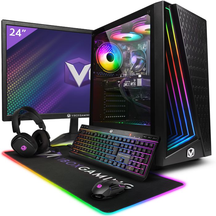 Vibox II-46 PC Gamer – 23 Écran – Intel i5 10400F – RTX 4060 8Go – 16Go RAM – 1To NVMe SSD – Win11 – WiFi