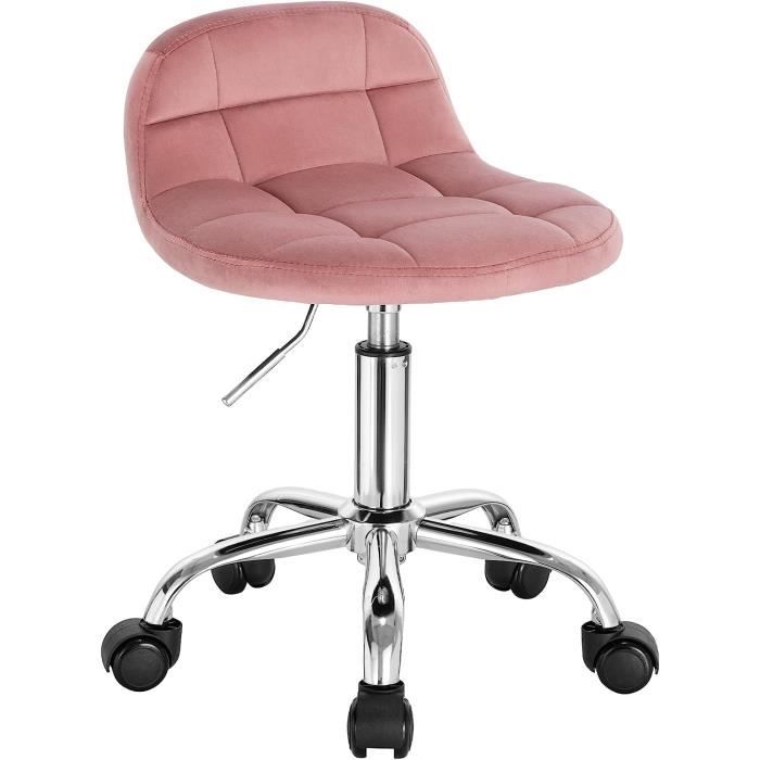 WOLTU Tabouret de Bureau Tabouret Coiffeuse en Velours Chaise dOrdinateur Pivotante à roulettes Rose W0ATT0060