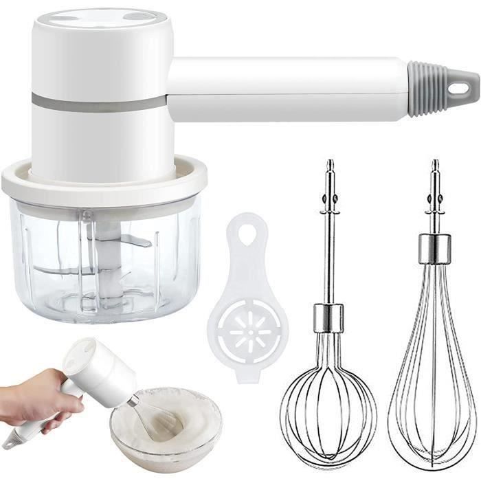Batteur électrique à Main 100W Avec 7 Accessoires - 3 Vitesses, Bol Inox 1.7L - Parfait Pour Pâtisserie