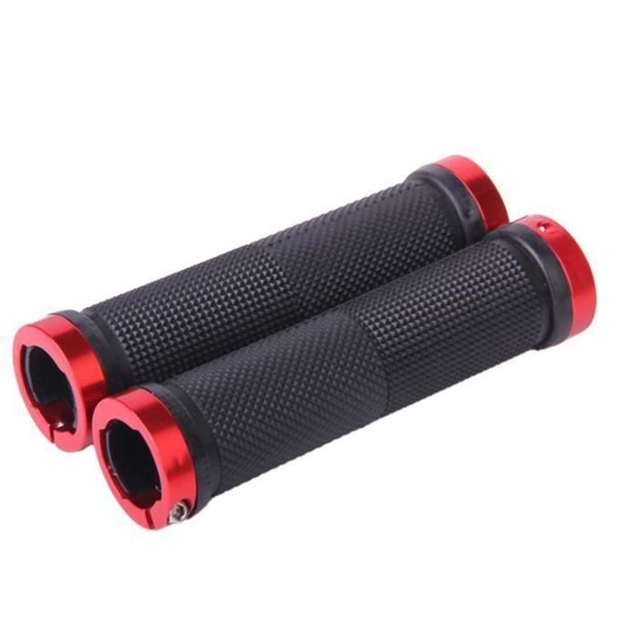 Poignées VTT Lock-on Antidérapantes - Lot 1 Paire - Alliage Aluminium - Confort Ergonomique - Couleur Orange