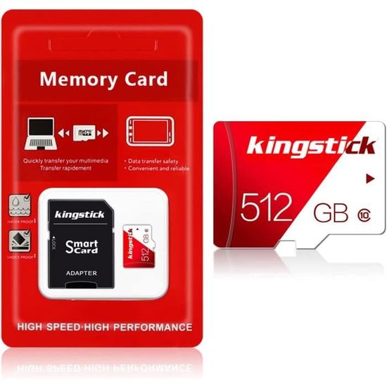 Carte mémoire Micro SD 512 Go 512 Go TF Carte mémoire haute vitesse Micro SD  avec adaptateur de carte SD pour téléphones [199] - Cdiscount Appareil Photo