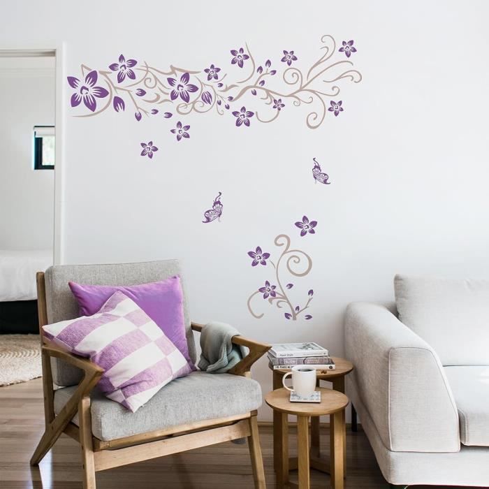 Stickers Muraux Fleur De Vigne Autocollants Muraux Violet Fleurs Sticker  Mural Violet Papillon Pour Salons Chambres Bureaux C[u4988] - Cdiscount  Maison
