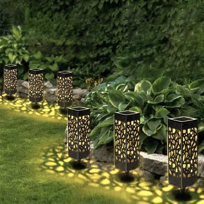 8 Pièces Lampe Solaire Exterieur Jardin, Lumiere Solaire Exterieur avec  Colorée LED et Lumière Blanche Chaude