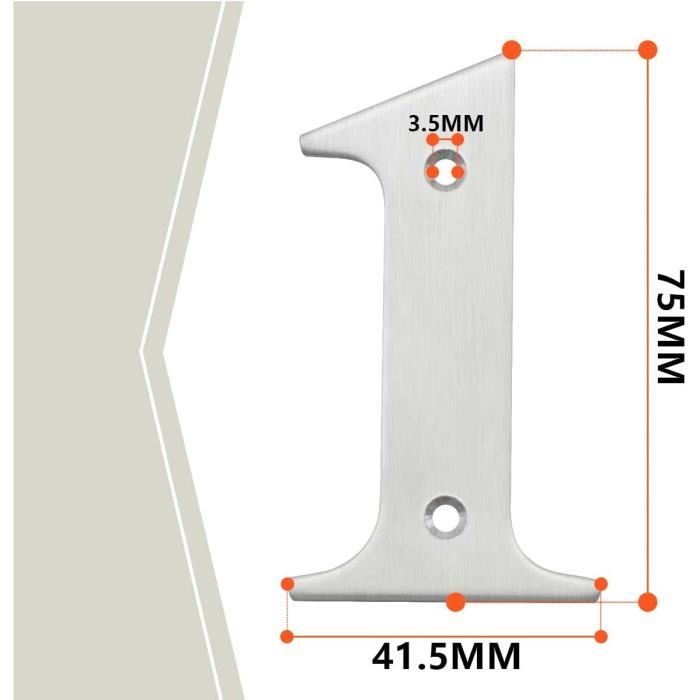 1 pcs 3 pouces de hauteur (75mm) Chiffre de porte en acier inoxydable ...