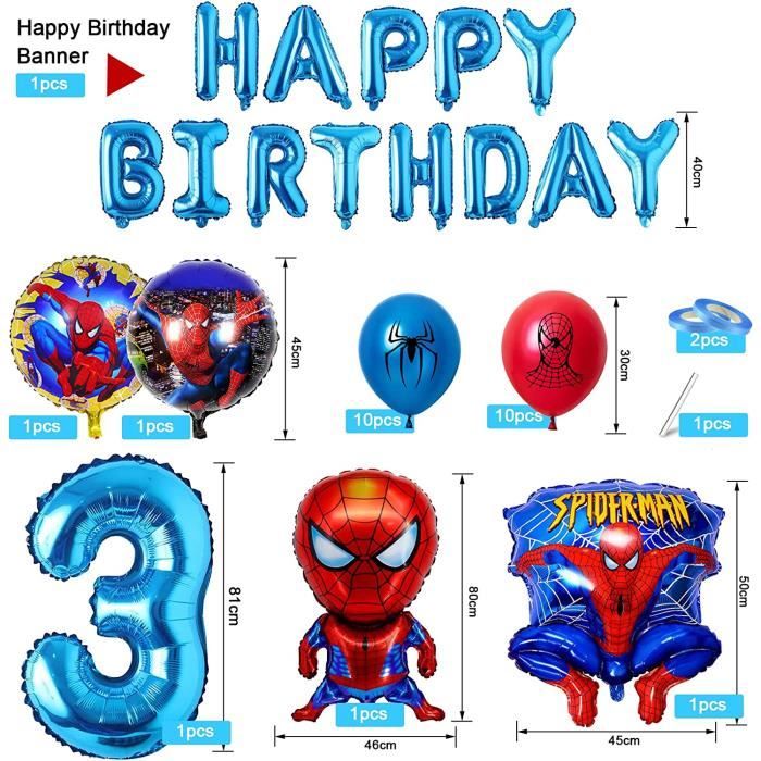Spiderman Ballon Anniversaire, Decoration Anniversaire 3 ans