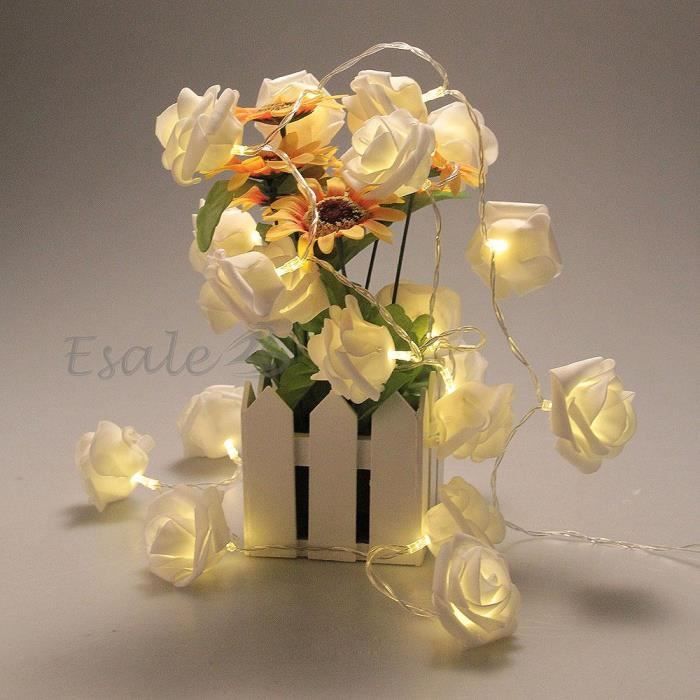 Guirlande lumineuse de fleurs artificielles avec 20 pièces ampoules