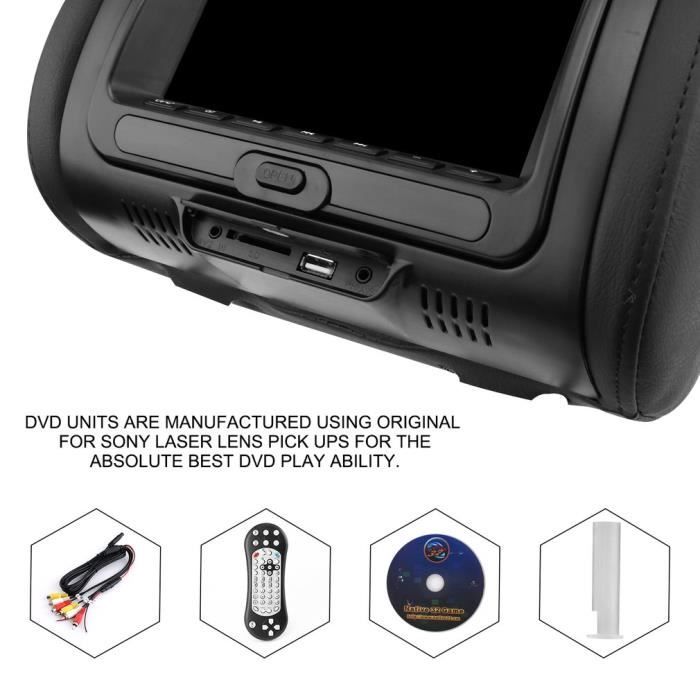 Dilwe moniteur de voiture 7 pouces Siège de voiture arrière MP5 lecteur  multimédia moniteur DVD appui-tête écran LCD 7 pouces - Cdiscount
