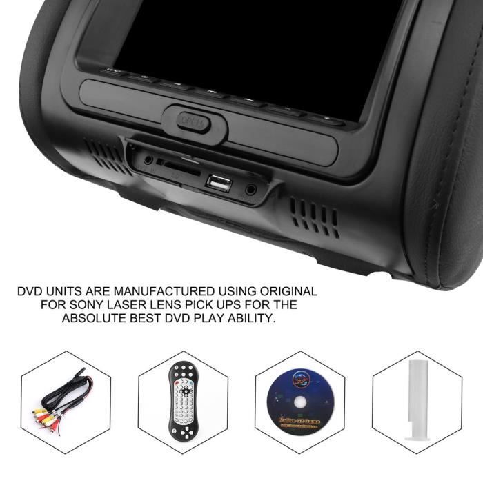 Écran Appui-Tête Voiture 7 Pouces FOReverweihuajz - HD 800x480 - USB - Réglable - Lecteur Multimedia - Noir