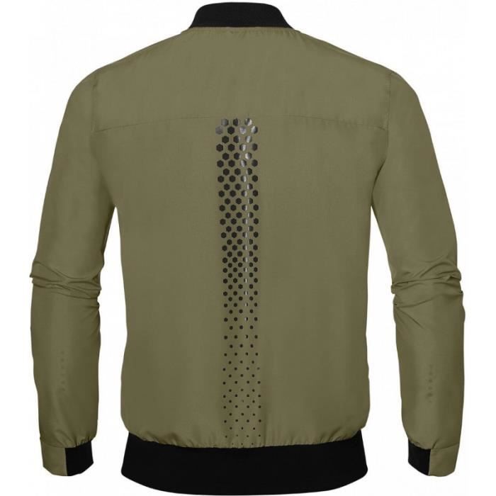 Veste de running Asics fuzeX Bomber Homme Kaki Noir Manches longues Respirant