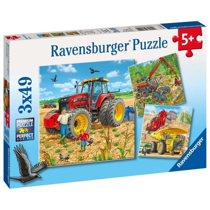 Puzzle Tracteurs Et Machines De Chantiers - Ravensburger - 3x49 Pièces -  Pour Enfants À Partir De 5 Ans - Cdiscount Jeux - Jouets