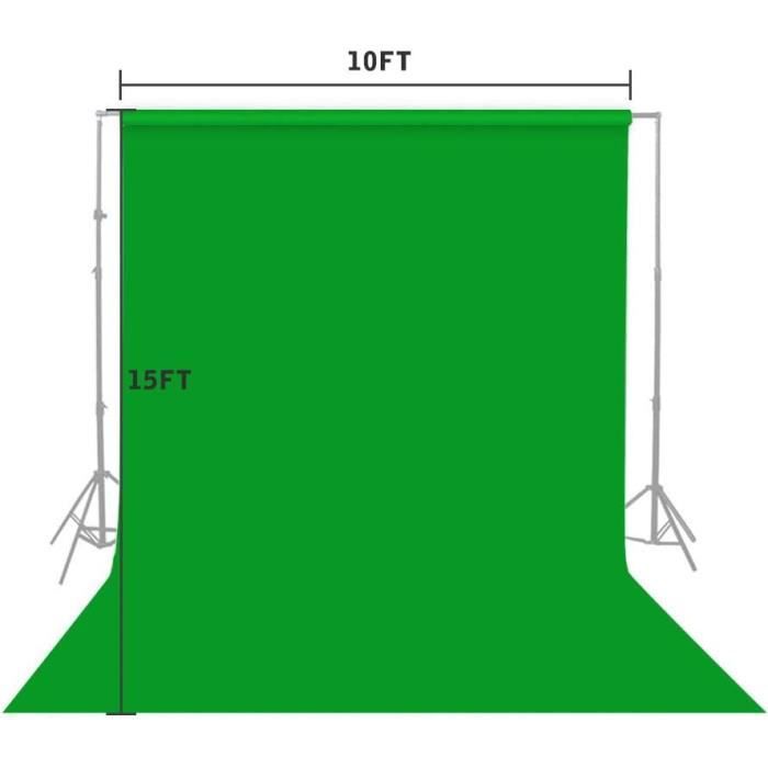 Toile De Fond Vert 1,8 × 1,8 M + Support Réglable – Kit Photo & Vidéo Complet Avec 5 Pinces – Anti-Plis Lavable