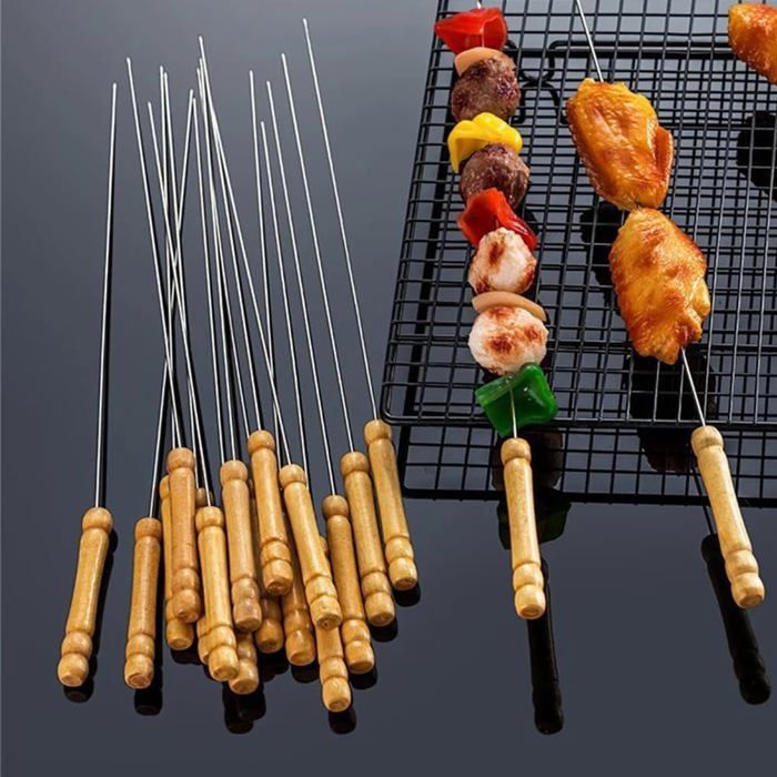 80 Brochettes En Inox Réutilisables 14,5 Cm - Pour Barbecue, Viande, Légumes, Aiguilles à Roulade, Qualité Alimentaire