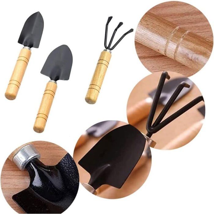 Ensemble de 3 outils de jardin, mini outils de jardinage pour micro-paysages, y compris petites Ensemble de 3 outils de jardin, mini outils de jardinage pour micro-paysages, y compris petites