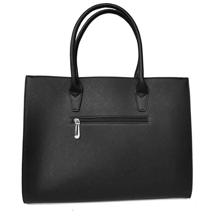 LIVAN Grand Sac Cabas de Cours de Ville Lyceenne Etudiante Porte main avant bras Simili Cuir rigide strie Femme Cdiscount Bagagerie Maroquinerie
