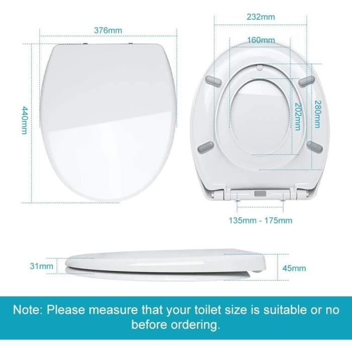 Abattant WC Familial, Lunette de Toilette avec Siège Enfant Magnétique,  Frein de Chute et Charnière Réglable, Abattant WC H - Cdiscount Bricolage