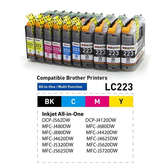 Set des cartouches d'encre compatible avec Brother LC-223