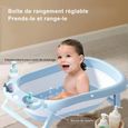 Baignoire pliable bébé kikido ,bassin de bain antidérapant avec coussin confortable,bouchon de vidange,facile à ranger-bleu-3