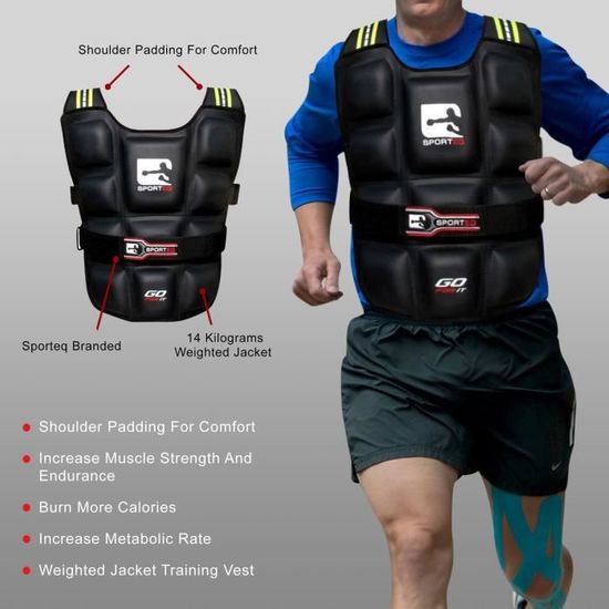 Gilet leste reglable Pro Gym Training Course perte de poids Fitness Veste 6 kg 10 kg 12 kg 14 kg 20 kg Homme femme noir Cdiscount Sport