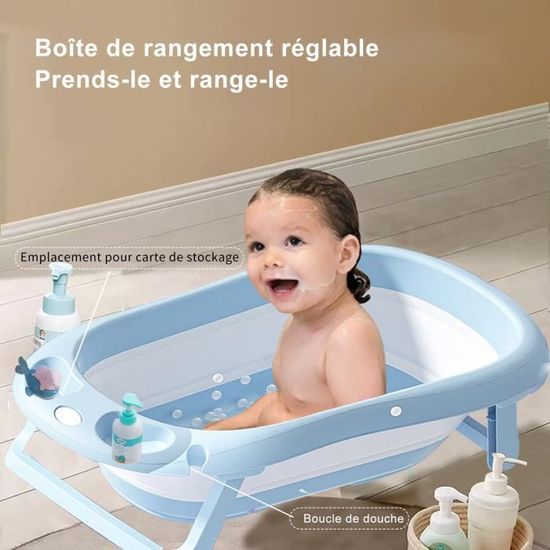 UISEBRT Baignoire Pliable pour Bébé avec Coussin de Bain Bassin de Douche  Portable, Ergonomique, Antidérapante, Ultra