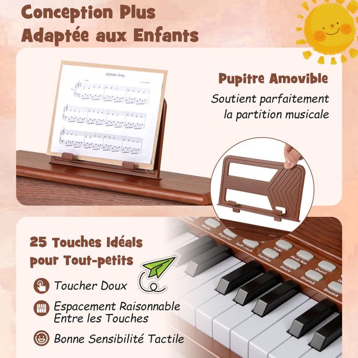 Piano pour enfants - Clavier Kinder Éducatif - Piano jouet réglable