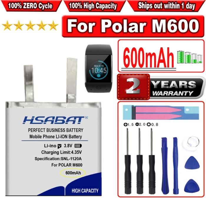 Pour POLAR V650 HSABAT Batterie pour POLAR Mturquoise M400 Mfemale