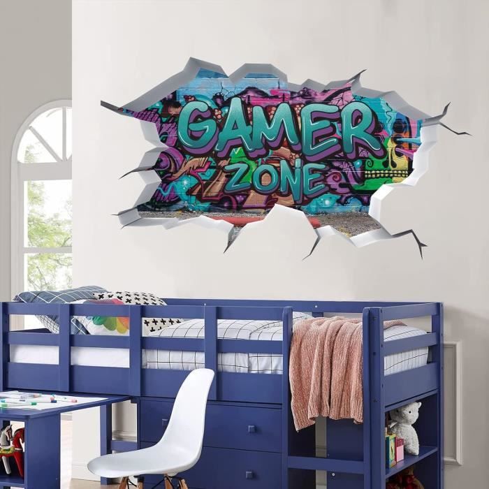 3D Autocollants Muraux Gamer,Bleu Gamer Poster Murale Décoration,Sticker  Mural De Chambre Garçon,Diy Sticker Gamer,Moderne M[u10089] - Cdiscount  Maison