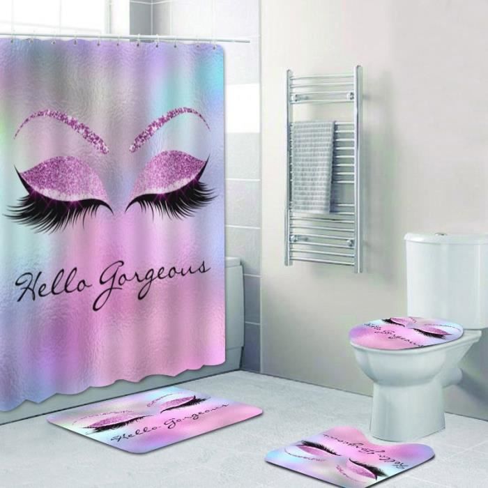 Universal - Personnalisé romantique rose rideau de douche rideau de salle  de bains tissu lavable baignoire art déco (150 * 180 cm) - Rideaux douche -  Rue du Commerce
