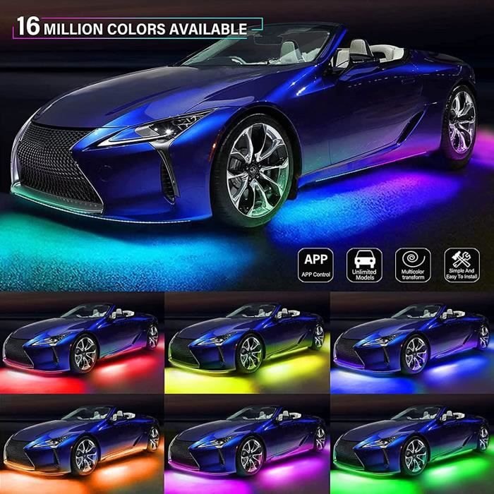 Smart Car Underglow LED Strip Lights, Kit de Bandes Lneuses au