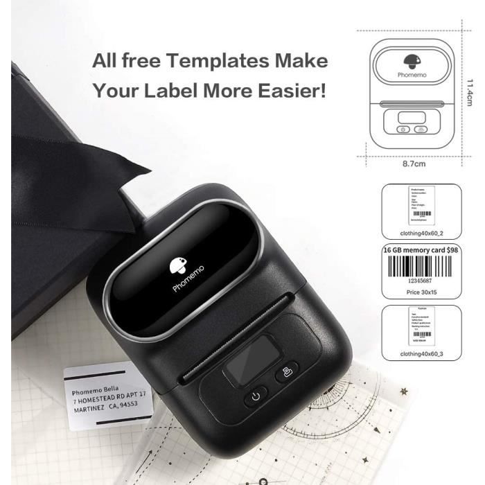 Phomemo M110 Imprimante d'étiquettes-Imprimante d'étiquettes Bluetooth  Portable Etiqueteuse Thermique,277 - Cdiscount Informatique