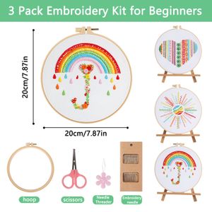 Kit De Broderie 3 Pièces Oiseaux Et Fleurs - Starter Kit Point De Croix Pour Adultes Et Débutants