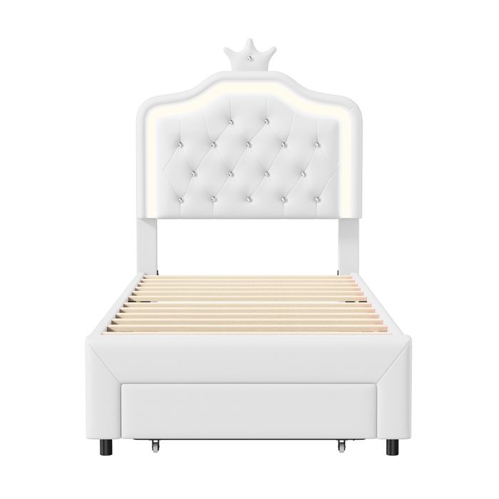 Lit Enfant 90x190 Avec Tête De Lit Semi-Circulaire - Blanc, Sommier Lattes, Réglable