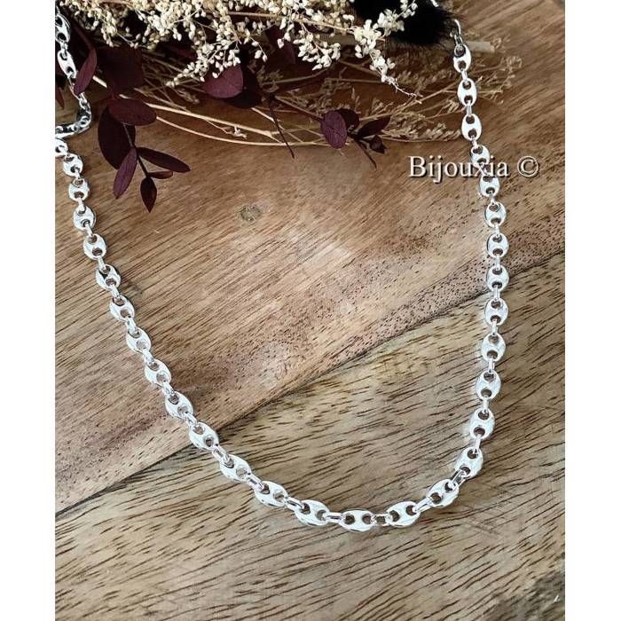 Chaîne Collier Ancien Argent Massif 925 Poinçonné 16,3g - Homme Femme Vintage