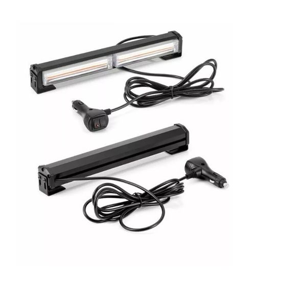 Flash Clignotant Urgence 2 Barres Lumineuses LED Orange - 12V/24V, 36W, 12 Modes Flash, Prise Allume-cigare, Pour Véhicule D'urgence