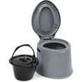 GYMAX Toilette de Camping Portable avec Seau Amovible, Toilette avec Couvercle, Support de Papier pour Randonnées, Camping-Car,-0