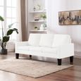 @Home8266Haute qualité Canapé à 3 places Canapé de relaxation Haut de gamme & Confortable - Sofa Canapé droit Salon Blanc Similicuir-0