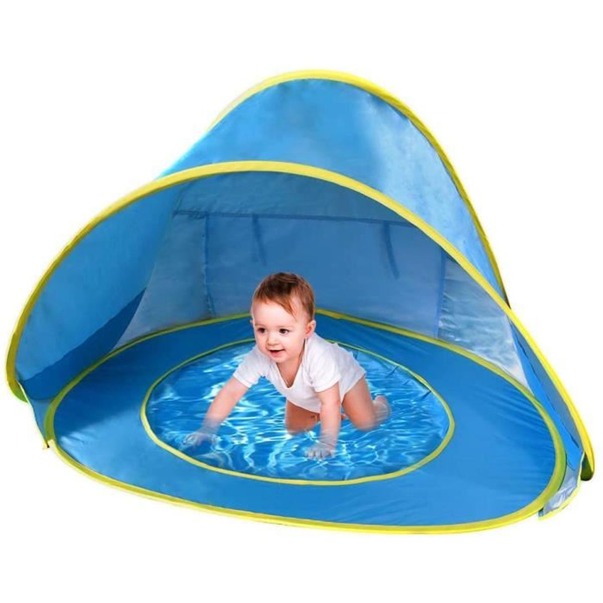 Tente De Plage Bebe Avec Piscine Abri Solaire Anti Uv Pop Up Shade Ombre De Plage Upf 50 Pour Bebes De 3 A 48 Mois Bleu Cdiscount Sport
